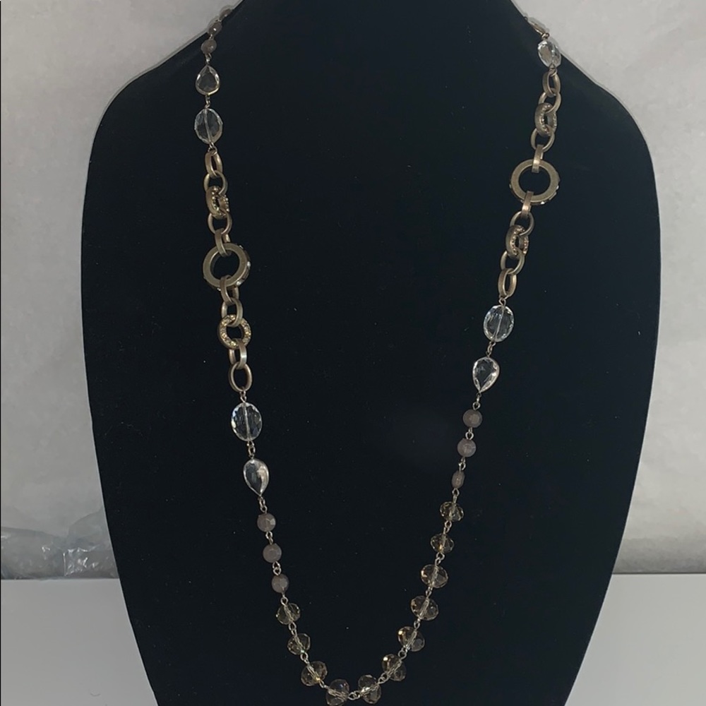 Ann Taylor loft long necklace brassy color
